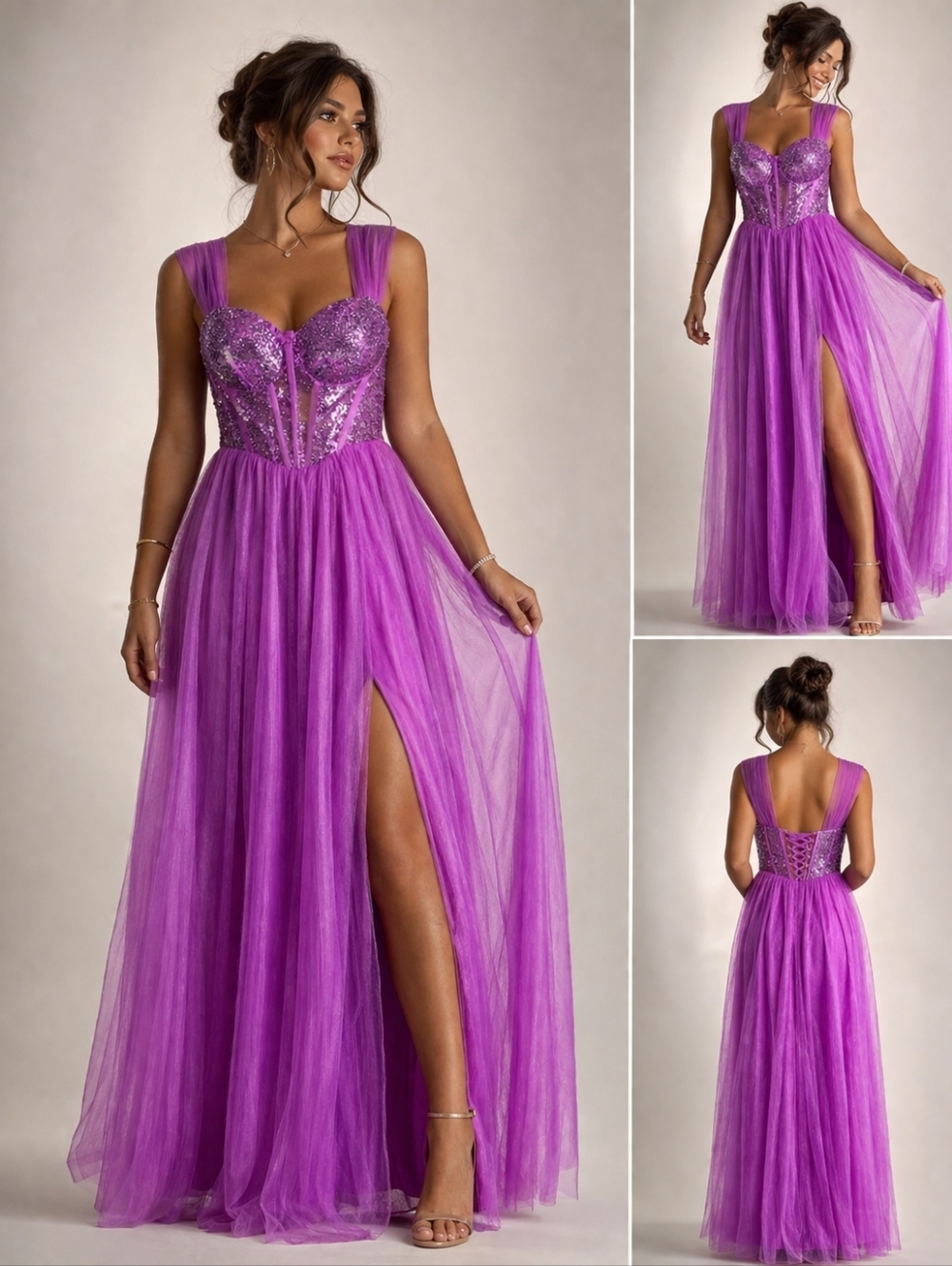 Sparkling Pink Gown with Tulle Overlay Brand new never worn